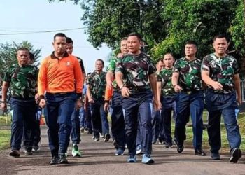 Aerobik Pagi, Prajurit Lanud Suryadarma Olahraga Sehat 10.000 Langkah Setiap hari 