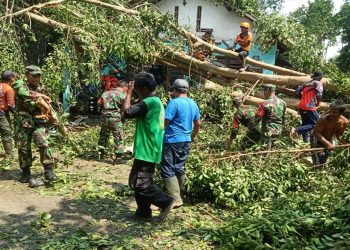 Kodim 0808/Blitar Laksanakan Karya Bakti Bantu Warga Terdampak Bencana di Blitar