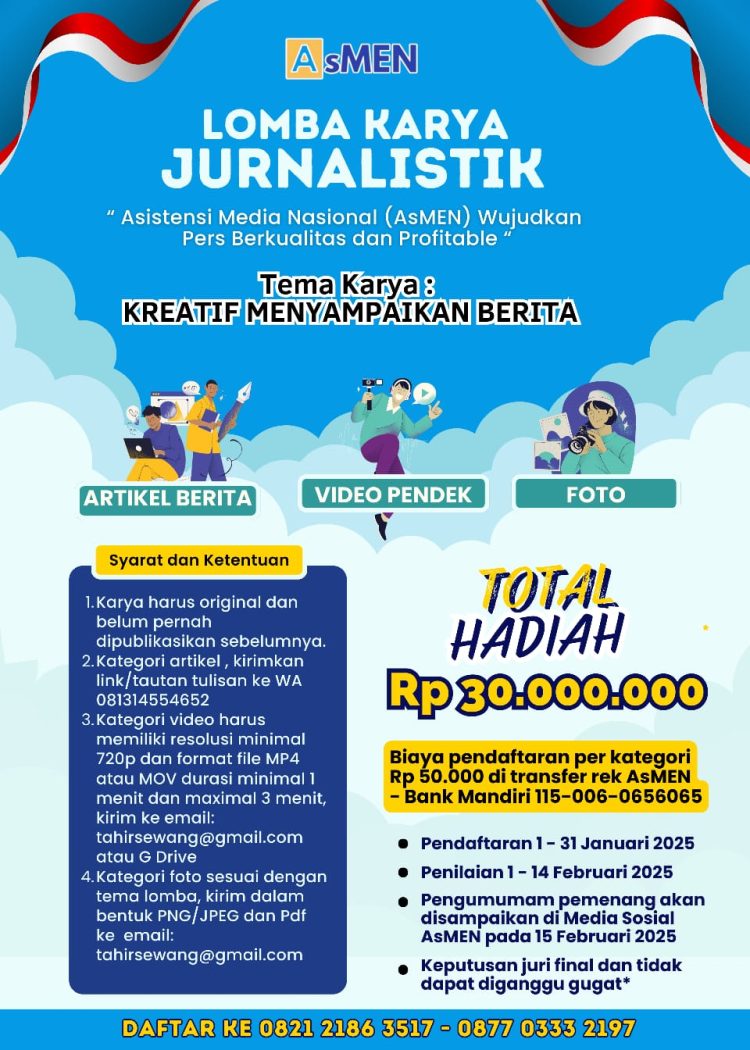 Sambut HPN 2025, AsMEN Mengadakan Lomba Karya Jurnalistik Dibuka Pendaftaran 1 Januari 2025