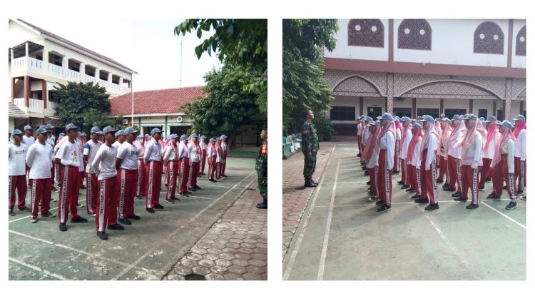 Tingkatkan Disiplin, Peltu Syamsul Berikan Pelatihan Baris Berbaris kepada Siswa SMAN 2 Kebalen 