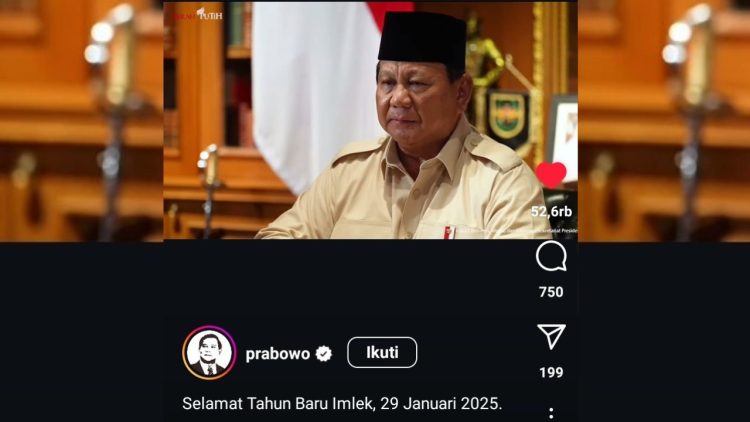 Presiden Prabowo Subianto Ucapkan Selamat Tahun Baru Imlek 2576 Kongzili