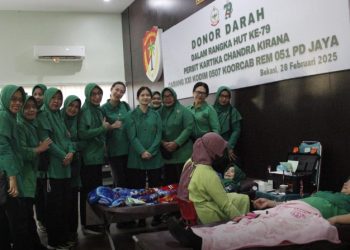 HUT ke 79 Persit KCK, Kodim 0507/Bekasi Gelar Donor Darah dan Kumpulkan 281 Kantong