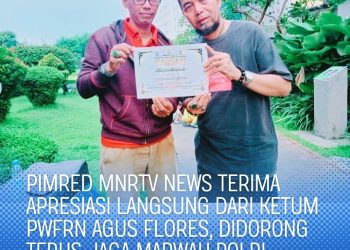 Pimred MNRTV News Terima Apresiasi Langsung dari Ketum PWFRN Agus Flores