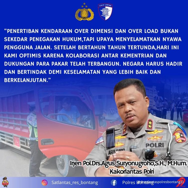 Kakorlantas Polri: Penertiban ODOL Bukan Sekadar Penegakan Hukum, Tapi Upaya Menyelamatkan Nyawa – Agus Flores: Kami Dukung Penuh!