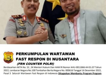 PW FRN Apresiasi Jurnalis Aktif dalam Pemberitaan Positif tentang Polri