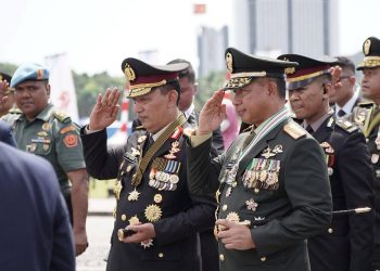 Panglima TNI Hadiri Upacara Puncak Hari Bhayangkara ke-79 di Monas Jakarta 