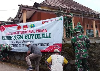 Kodim 0724/Boyolali Gelar Karya Bakti dan Bakti Sosial Sembako Sambut HUT TNI ke 80