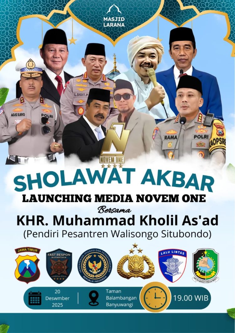 Sinergi Ulama, Aparat, dan Wartawan: Sholawat Akbar Sekaligus Launching Novem One di Banyuwangi